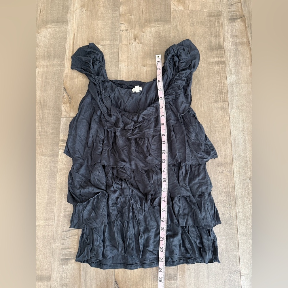 Lot of 2 J Crew Shirts Women Medium Cascading Ruffles Gray Short Sleeve Tank Top - Picture 5 of 12